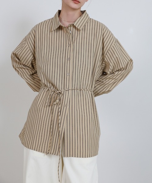 セール】バックレースアップストライプシャツ（シャツ/ブラウス