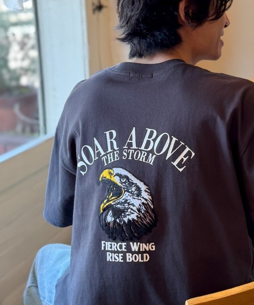 Java(ジャバ)の「《JaVaジャバコラボ》アニマルサガラ刺繍ワッペン付き 綿100%半袖Tシャツ(Tシャツ/カットソー・メンズ・杢グレー/チャコールグレー/ベージュ・SMALL/MEDIUM/LARGE)」の2枚目の写真