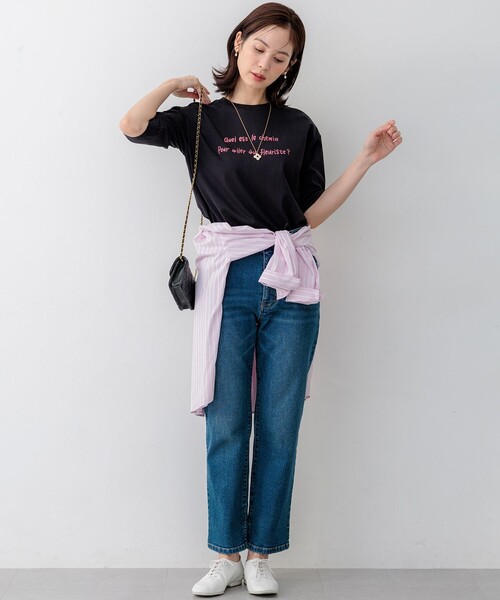 組曲 L(クミキョク オオキイサイズ)の「ミッドデニム パンツ(デニムパンツ・レディース・ネイビー系・7/6/5)」の22枚目の写真
