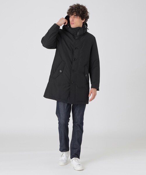   ブラック ロングダウンジャケット セール】ウェザークロスロングダウン（ダウンジャケット/コート