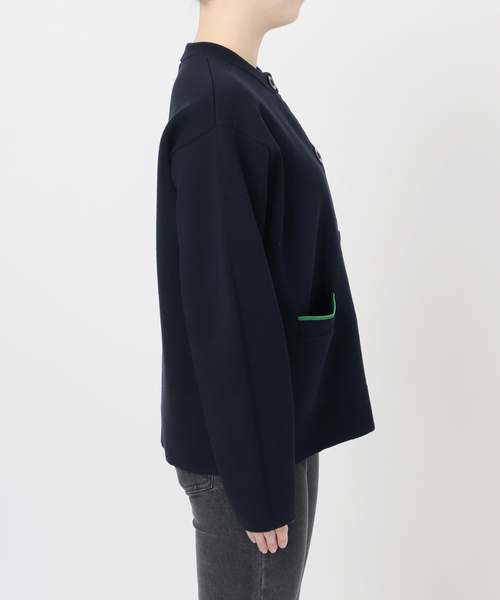 ダブルニットコントラストカーディガン（カーディガン/ボレロ