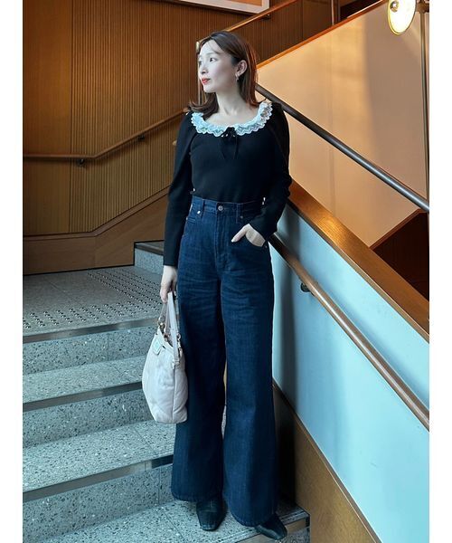 SNIDEL(スナイデル)の「【USAGIONLINE/ZOZOTOWN限定】フリルネックニットプルオーバー(ニット/セーター・レディース・ブラック・F)」の20枚目の写真