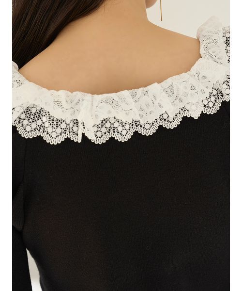 SNIDEL(スナイデル)の「【USAGIONLINE/ZOZOTOWN限定】フリルネックニットプルオーバー(ニット/セーター・レディース・ブラック・F)」の8枚目の写真