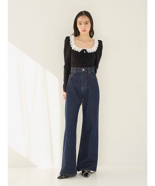 SNIDEL(スナイデル)の「【USAGIONLINE/ZOZOTOWN限定】フリルネックニットプルオーバー(ニット/セーター・レディース・ブラック・F)」の13枚目の写真