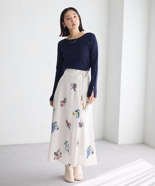 Andemiu(アンデミュウ)の「ソデスリットボートニット638382(ニット/セーター・レディース・ネイビー/グレー/オフホワイト/グリーン・FREE)」の6枚目の写真