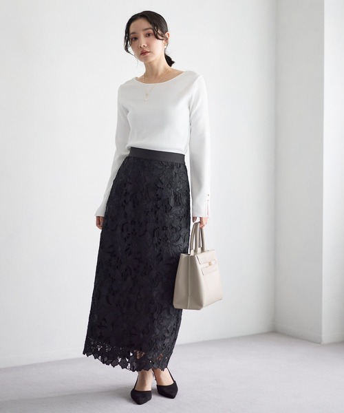 Andemiu(アンデミュウ)の「ソデスリットボートニット638382(ニット/セーター・レディース・ネイビー/グレー/オフホワイト/グリーン・FREE)」の12枚目の写真