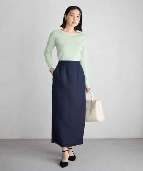 Andemiu(アンデミュウ)の「ソデスリットボートニット638382(ニット/セーター・レディース・ネイビー/グレー/オフホワイト/グリーン・FREE)」の17枚目の写真