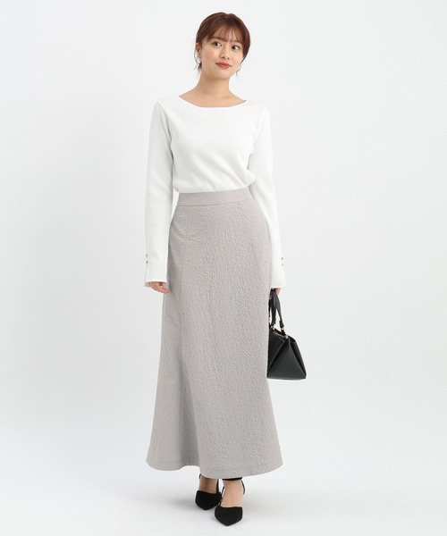 Andemiu(アンデミュウ)の「ソデスリットボートニット638382(ニット/セーター・レディース・ネイビー/グレー/オフホワイト/グリーン・FREE)」の20枚目の写真