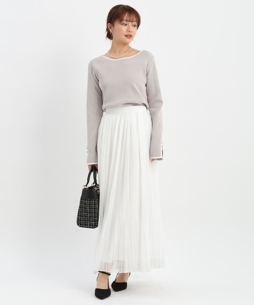 Andemiu(アンデミュウ)の「ソデスリットボートニット638382(ニット/セーター・レディース・ネイビー/グレー/オフホワイト/グリーン・FREE)」の21枚目の写真