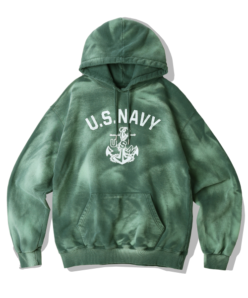 KND（ケイエヌディ）の「USN VTG ダイインフーディダスティグリーン（パーカー・メンズ・その他・1(M)/2(L)）」の2枚目の写真