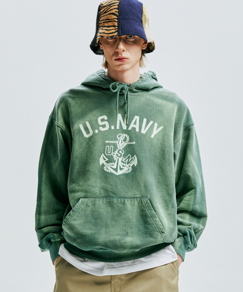 KND（ケイエヌディ）の「USN VTG ダイインフーディダスティグリーン（パーカー・メンズ・その他・1(M)/2(L)）」の6枚目の写真