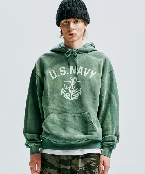 KND（ケイエヌディ）の「USN VTG ダイインフーディダスティグリーン（パーカー・メンズ・その他・1(M)/2(L)）」の7枚目の写真