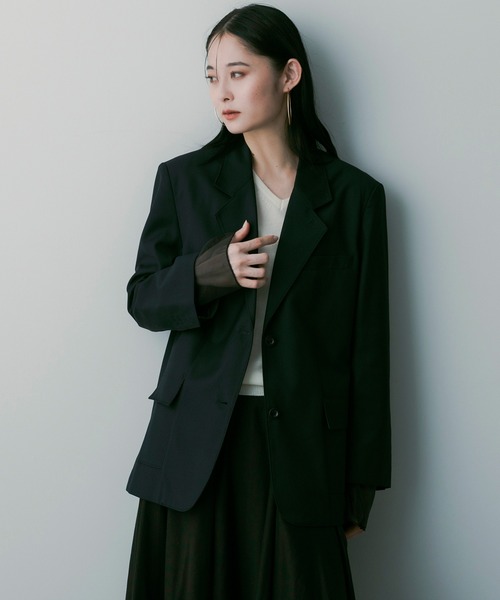 SERENO(セレーノ)の「テーラードレイヤードジャケット(テーラードジャケット・レディース・ネイビー/グレー/カーキ・ONESIZE)」の3枚目の写真