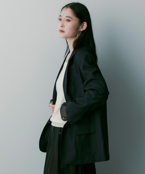 SERENO(セレーノ)の「テーラードレイヤードジャケット(テーラードジャケット・レディース・ネイビー/グレー/カーキ・ONESIZE)」の22枚目の写真