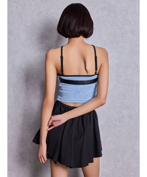 GYDA（ジェイダ）の「GYDAフロントクロスラメテレコビスチェ（キャミソール・レディース・ブラック/ブルー/オフホワイト・FREE）」の5枚目の写真