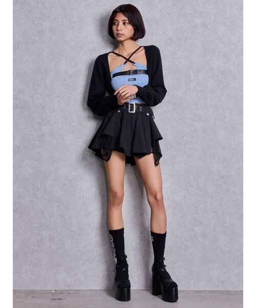 GYDA（ジェイダ）の「GYDAフロントクロスラメテレコビスチェ（キャミソール・レディース・ブラック/ブルー/オフホワイト・FREE）」の10枚目の写真