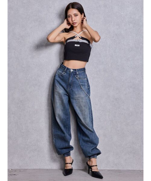 GYDA（ジェイダ）の「GYDAフロントクロスラメテレコビスチェ（キャミソール・レディース・ブラック/ブルー/オフホワイト・FREE）」の20枚目の写真