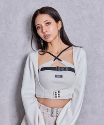 GYDA（ジェイダ）の「GYDAフロントクロスラメテレコビスチェ（キャミソール）」