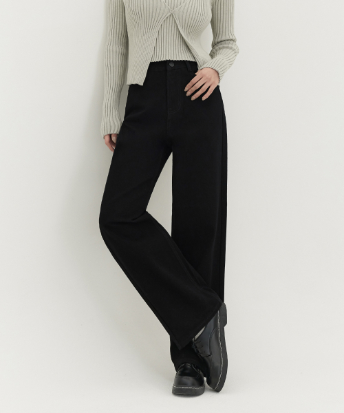 JINMANIA(ジンマニア)の「レディース ロングワイドデニムパンツ (ブラック)(デニムパンツ・レディース・その他・S/M/L/XL/XS)」の4枚目の写真