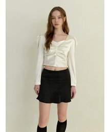 KINDABABY（カインダベイビー）の「satin puff shirring blouse - cream（シャツ/ブラウス）」