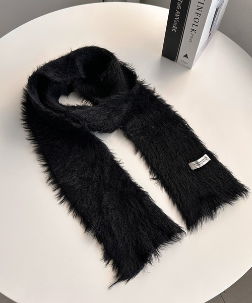 apres jour mignon（アプレジュールミニョン）の「【apresjour mignon×ARIAZ】ニットマフラー（ストール/ショール・レディース・オフホワイト/ブラック・ONESIZE）」の5枚目の写真