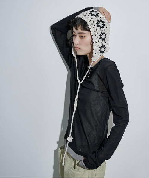 THE YOn（ザヨン）の「クロシェニットビーニー（ニットキャップ/ビーニー・レディース・ブラック/アイボリー・FREE）」の8枚目の写真