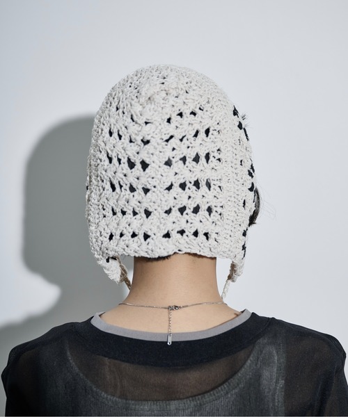 THE YOn（ザヨン）の「クロシェニットビーニー（ニットキャップ/ビーニー・レディース・ブラック/アイボリー・FREE）」の5枚目の写真