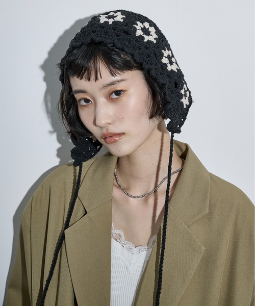 THE YOn（ザヨン）の「クロシェニットビーニー（ニットキャップ/ビーニー・レディース・ブラック/アイボリー・FREE）」の12枚目の写真