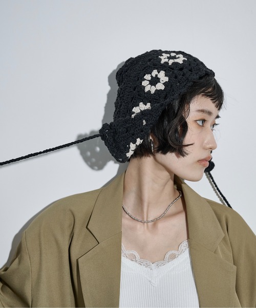 THE YOn（ザヨン）の「クロシェニットビーニー（ニットキャップ/ビーニー・レディース・ブラック/アイボリー・FREE）」の15枚目の写真