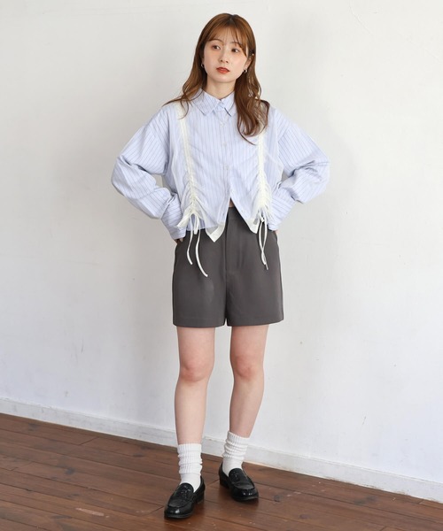 tiptop(ティップトップ)の「チュール重ね長袖シャツ(シャツ/ブラウス・レディース・オフホワイト/グレー/ブルー系その他・FREE)」の8枚目の写真