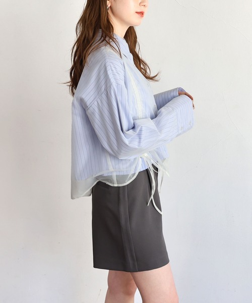 tiptop(ティップトップ)の「チュール重ね長袖シャツ(シャツ/ブラウス・レディース・オフホワイト/グレー/ブルー系その他・FREE)」の9枚目の写真