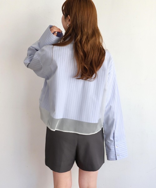 tiptop(ティップトップ)の「チュール重ね長袖シャツ(シャツ/ブラウス・レディース・オフホワイト/グレー/ブルー系その他・FREE)」の10枚目の写真