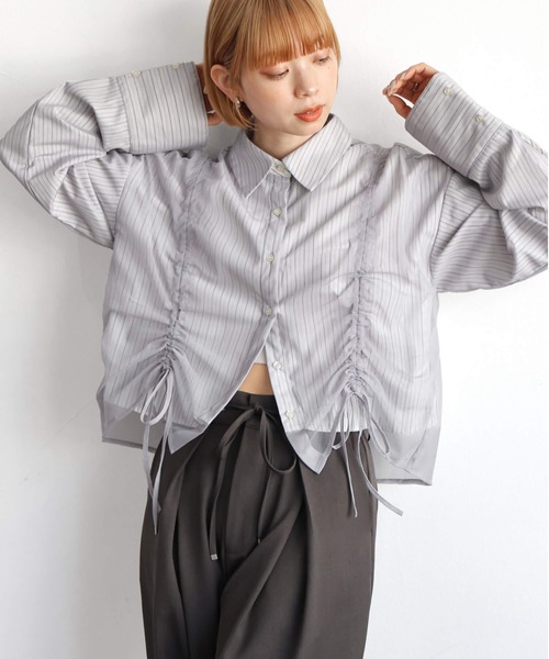 tiptop(ティップトップ)の「チュール重ね長袖シャツ(シャツ/ブラウス・レディース・オフホワイト/グレー/ブルー系その他・FREE)」の18枚目の写真