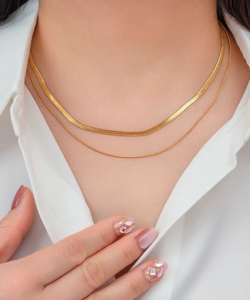 ALWAYS GOOD TIME(オルウェイズグッドタイム)の「【アレルギー対応】サージカルステンレス/316L 2連スネークチェーンネックレス(ユニセックス)(ネックレス・レディース・ゴールド/シルバー・FREE)」の12枚目の写真