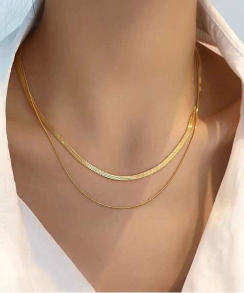 ALWAYS GOOD TIME(オルウェイズグッドタイム)の「【アレルギー対応】サージカルステンレス/316L 2連スネークチェーンネックレス(ユニセックス)(ネックレス・レディース・ゴールド/シルバー・FREE)」の13枚目の写真