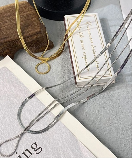 ALWAYS GOOD TIME(オルウェイズグッドタイム)の「【アレルギー対応】サージカルステンレス/316L 2連スネークチェーンネックレス(ユニセックス)(ネックレス・レディース・ゴールド/シルバー・FREE)」の3枚目の写真