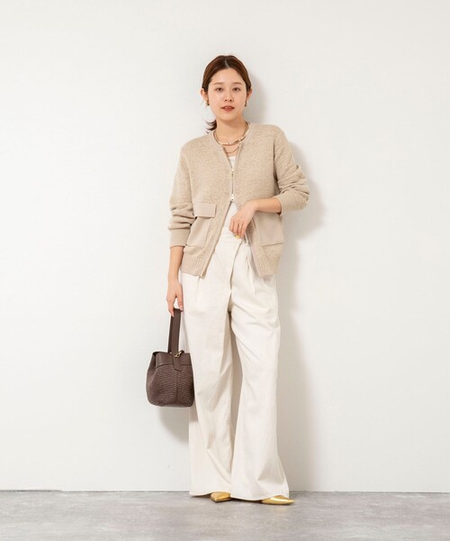 Rie Miller(リエミラー)の「《手洗い可能》テープヤーンZIP UPカーディガン(カーディガン/ボレロ・レディース・ブラック/ホワイト/ベージュ・38)」の11枚目の写真