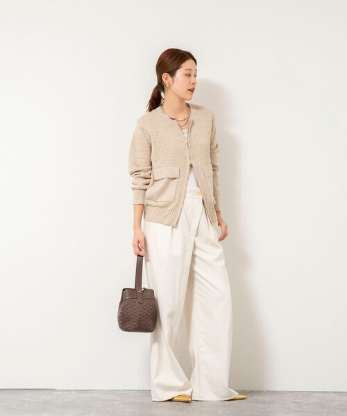 Rie Miller(リエミラー)の「《手洗い可能》テープヤーンZIP UPカーディガン(カーディガン/ボレロ・レディース・ブラック/ホワイト/ベージュ・38)」の12枚目の写真