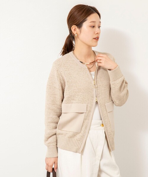 Rie Miller(リエミラー)の「《手洗い可能》テープヤーンZIP UPカーディガン(カーディガン/ボレロ・レディース・ブラック/ホワイト/ベージュ・38)」の15枚目の写真