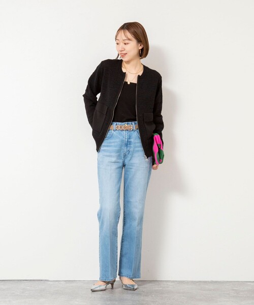 Rie Miller(リエミラー)の「《手洗い可能》テープヤーンZIP UPカーディガン(カーディガン/ボレロ・レディース・ブラック/ホワイト/ベージュ・38)」の18枚目の写真