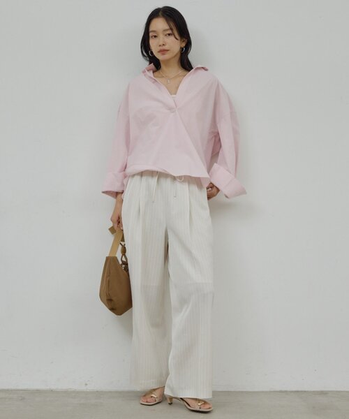 GALLARDAGALANTE(ガリャルダガランテ)の「【手洗い可】ストライプイージーパンツ(その他パンツ・レディース・アイボリー/ネイビー・1/0)」の21枚目の写真