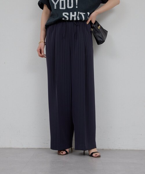 GALLARDAGALANTE(ガリャルダガランテ)の「【手洗い可】ストライプイージーパンツ(その他パンツ・レディース・アイボリー/ネイビー・1/0)」の18枚目の写真