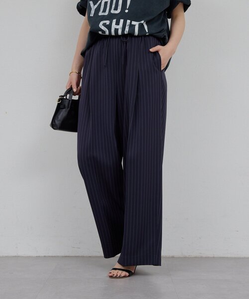 GALLARDAGALANTE(ガリャルダガランテ)の「【手洗い可】ストライプイージーパンツ(その他パンツ・レディース・アイボリー/ネイビー・1/0)」の17枚目の写真