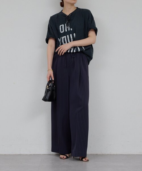 GALLARDAGALANTE(ガリャルダガランテ)の「【手洗い可】ストライプイージーパンツ(その他パンツ・レディース・アイボリー/ネイビー・1/0)」の14枚目の写真