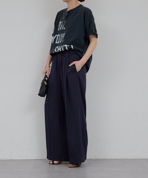 GALLARDAGALANTE(ガリャルダガランテ)の「【手洗い可】ストライプイージーパンツ(その他パンツ・レディース・アイボリー/ネイビー・1/0)」の13枚目の写真