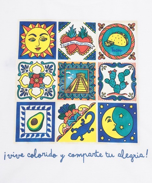 チチカカ(チチカカ)の「メキシコタイルプリントTシャツ【ユニセックス】(Tシャツ/カットソー・メンズ・ブラック/ホワイト・MEDIUM/LARGE)」の14枚目の写真