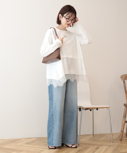 AMERICAN HOLIC（アメリカンホリック）の「スカラップレースプルオーバー（Tシャツ/カットソー・レディース・ブラック/オフホワイト・FREE）」の10枚目の写真