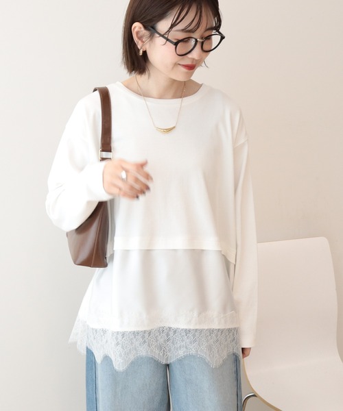 AMERICAN HOLIC（アメリカンホリック）の「スカラップレースプルオーバー（Tシャツ/カットソー・レディース・ブラック/オフホワイト・FREE）」の14枚目の写真