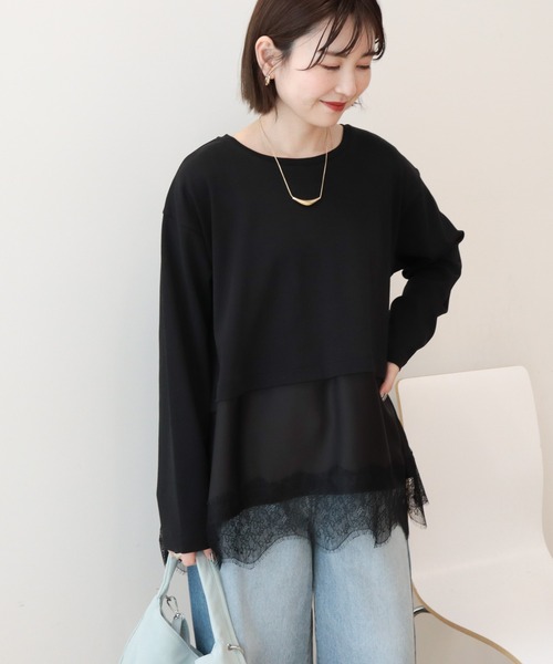 AMERICAN HOLIC（アメリカンホリック）の「スカラップレースプルオーバー（Tシャツ/カットソー・レディース・ブラック/オフホワイト・FREE）」の19枚目の写真