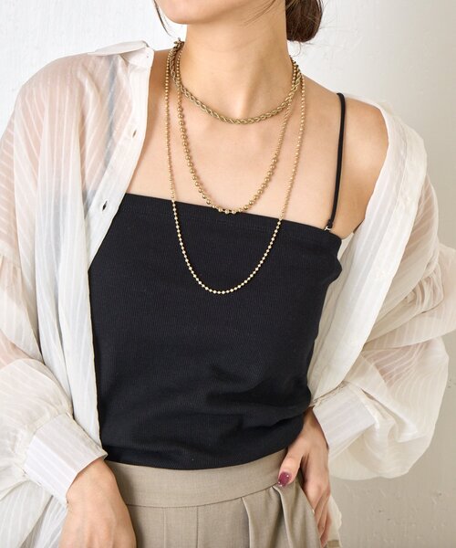 Jena espace merveilleux（ジェナ　エスパスメルヴェイユ）の「《さわ企画》【WEB限定】スクエアキャミソール（キャミソール・レディース・アイボリー/ブラック・0/1）」の2枚目の写真